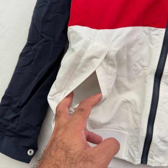 Tommy Hilfiger Rain Jacket Mens M Multicolor Coloblock Full Zip Water Resistant - Picture 10 of 14